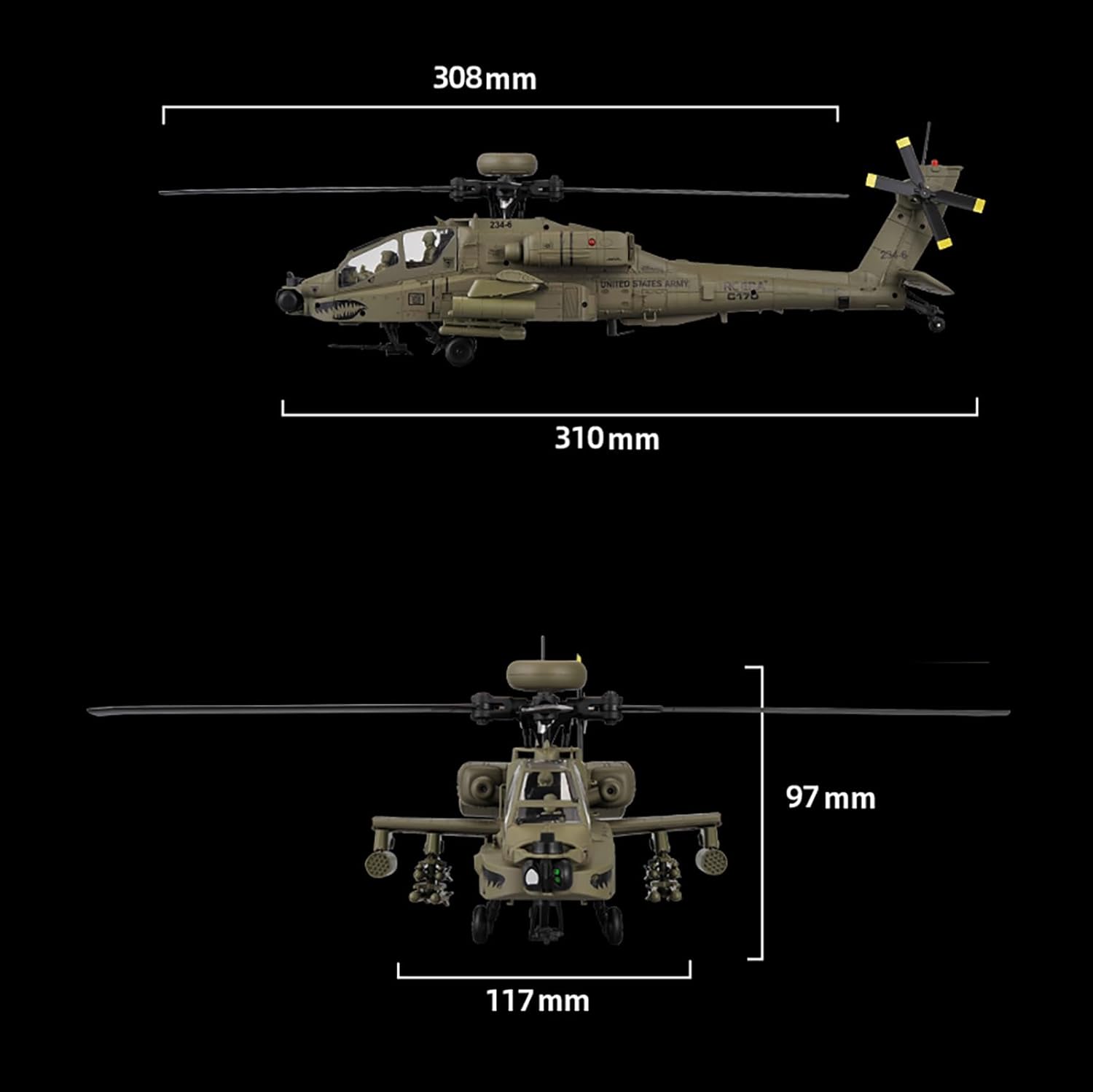 310MM 6CH C170 AH-64D Remote C - Drone Shahed Rc ulasan dan harga