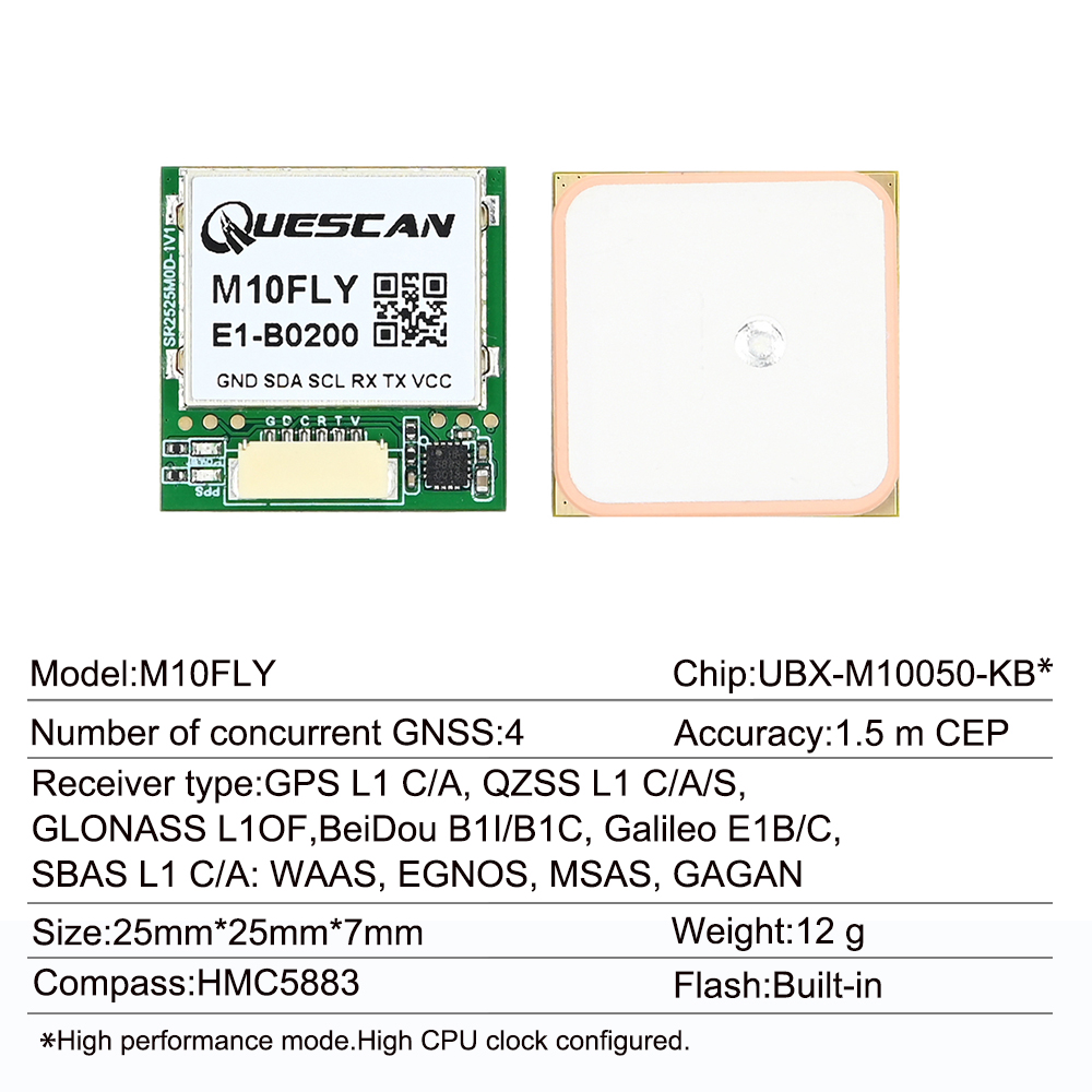 Quescan 25mm*25mm M10FLY 10Hz  - Gps Module Drone ulasan dan harga