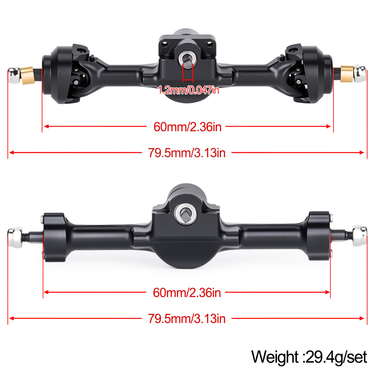 SCX30 1/30 +5mm Aluminum Front - Rc Crawler Axle Parts ulasan dan harga